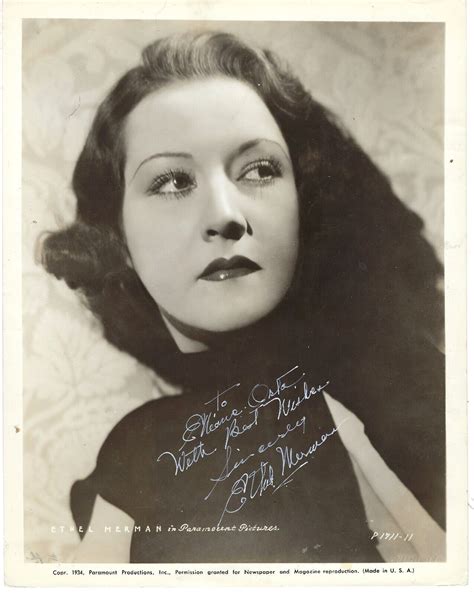 BROADWAY LEGEND & FILM ACTRESS ETHEL MERMAN, AUTOGRAPHED VINTAGE STUDIO
