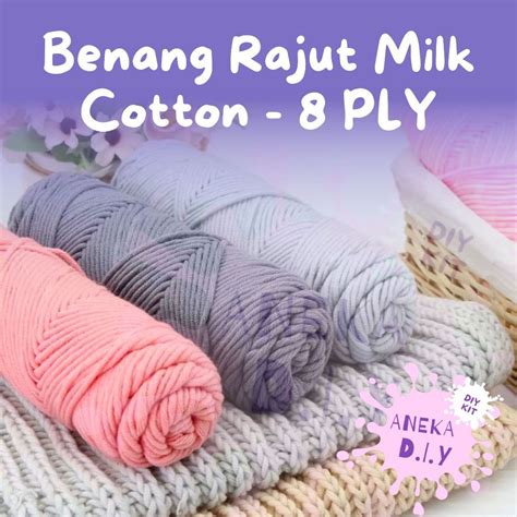 Jual Ply Benang Milk Cotton Rajut Soft Acrylic Yarn Milk Cotton