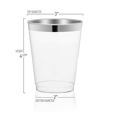 Smarty 12 Oz Clear Metallic Silver Rim Round Disposable Plastic Cups 240ct