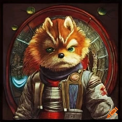 Intricate Details Of A Vintage Star Fox Poster Inspired By James Gurney