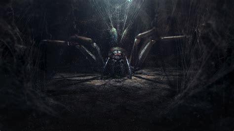 Hd Wallpaper Black Spider Illustration The Darkness Web Art Spooky