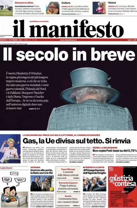 Prima Pagina Il Manifesto Morte Regina Elisabetta Dago Fotogallery