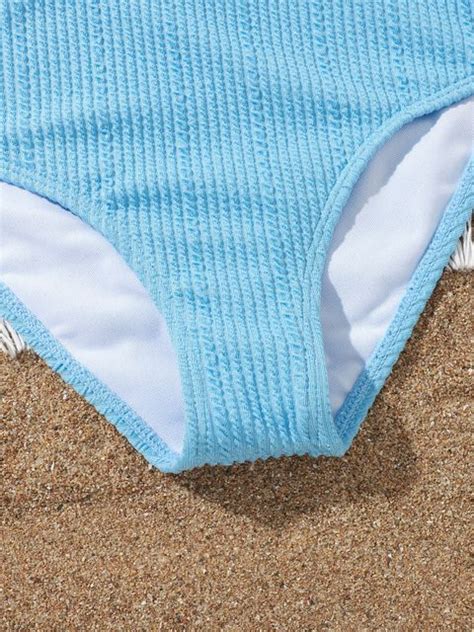 Girls Plain Textured Bikini Swimsuit Lynks Shop