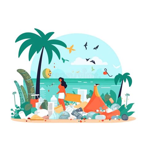 Plastic Pollution Vector Flat Minimalistic Isolated Illustration