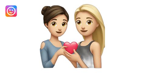 Une Fille Brunette Et Une Blonde Qui Font Un C Ur Avec Leur Mains Emoji Ai Emoji Generator