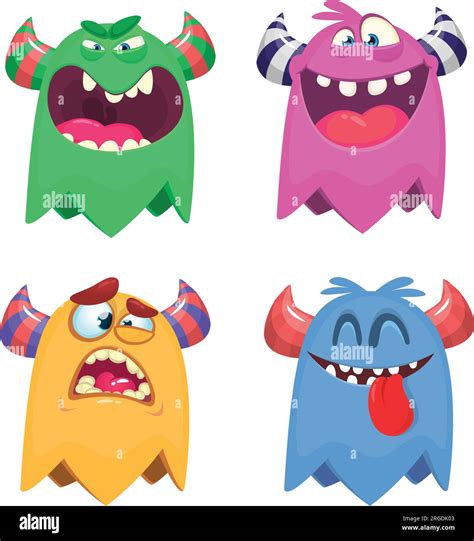 Cartoon Funny Monsters Set Illustration Vector Collection Of Monster