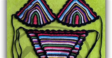 By Uchiloki Stripped Crocheted Bikini