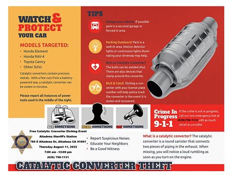 Catalytic Converter Etching Altadena Town Council