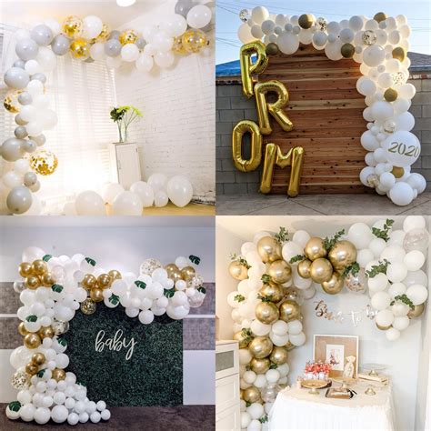 Balloon Arch Kit White And Gold Balloons Party Decorations Etsy UK