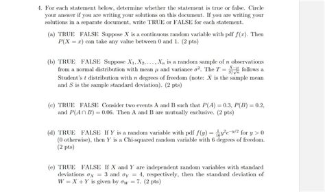 Solved For Each Statement Below Determine Whether The Chegg