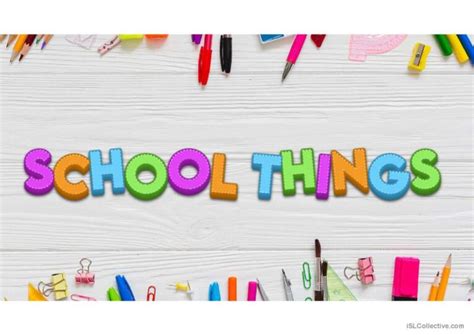 SCHOOL THINGS (presentation/flashcar…: English ESL powerpoints