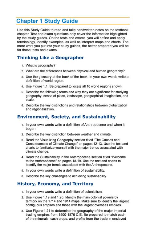 Chapter 1 Study guide - Chapter 1 Study Guide Use this Study Guide to
