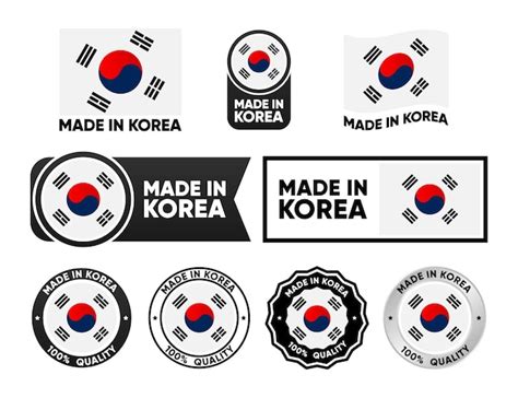 Premium Vector | Made in korea label collection set of flat isolated ...