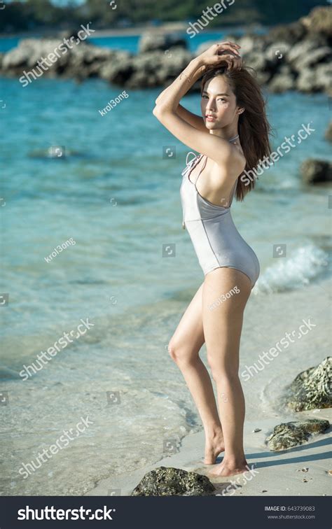 Sexy Asian Woman Bikini One Piece Shutterstock