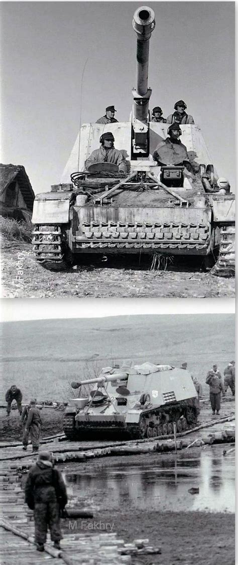 Nashorn's crew on the Eastern front. Nashorn of Schwere Panzerjäger ...