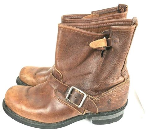 Frye Mens Maxitred Oil Resistant Leather Moto Boots Brown Size 8m Frye Motorcycle Brown