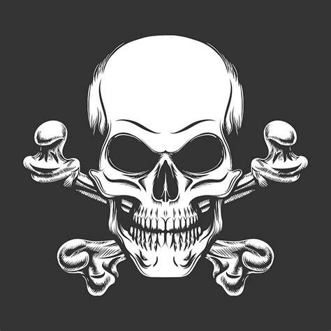 Skull And Crossed Bones Engraving Vector Illustration By Olena