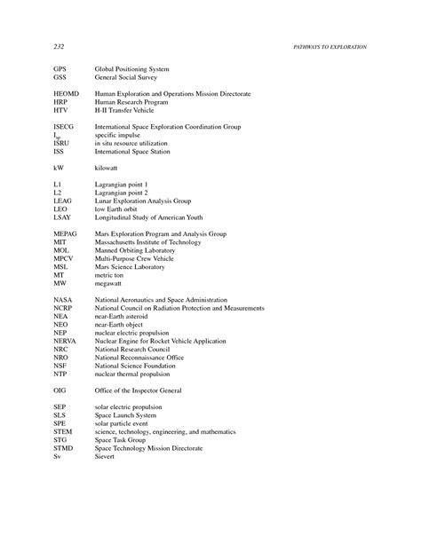 Appendix F Acronyms And Abbreviations Pathways To Exploration