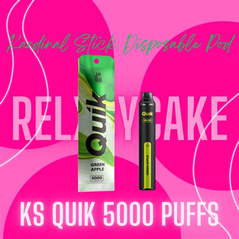 KS Quik 5000 Puffs Green Apple Relx Pod By Cake