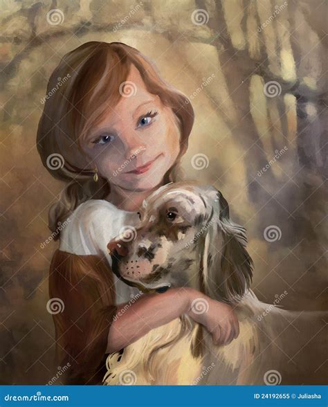 Young lady with dog stock illustration. Illustration of classic - 24192655