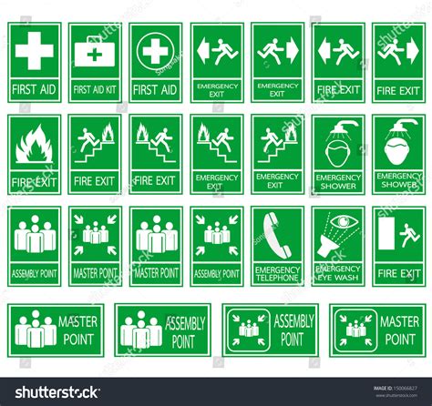 Green Safety Sign Vector Emergency Exit Stock Vector 150066827