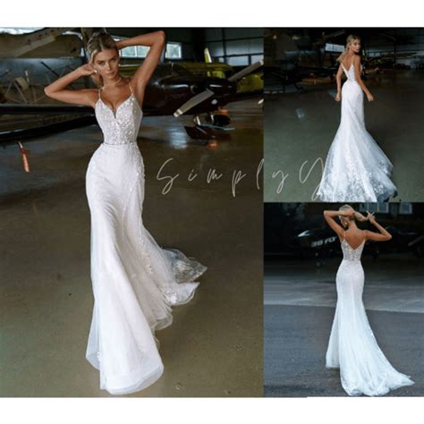 Elegant Spaghetti Straps Mermaid Wedding Dress With Appliques Floor Length Gown For Civil