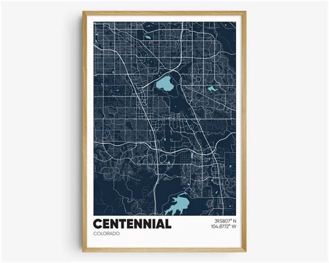 centennial  map print colorado wall art centennial  poster etsy