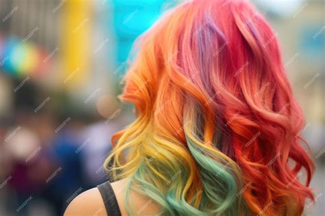 Premium Ai Image A Woman With Rainbow Colored Hair