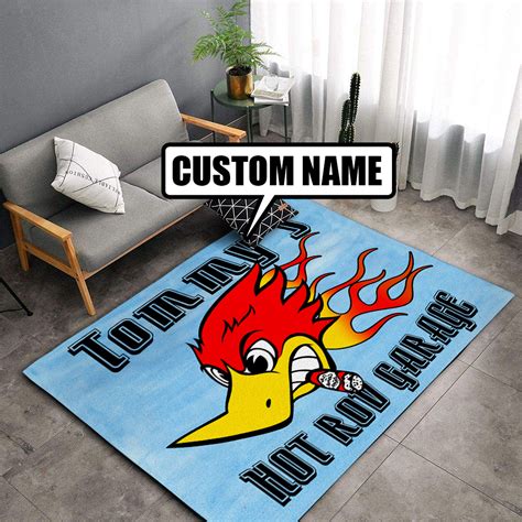 Personalized Hot Rod Garage Rug Bluefink