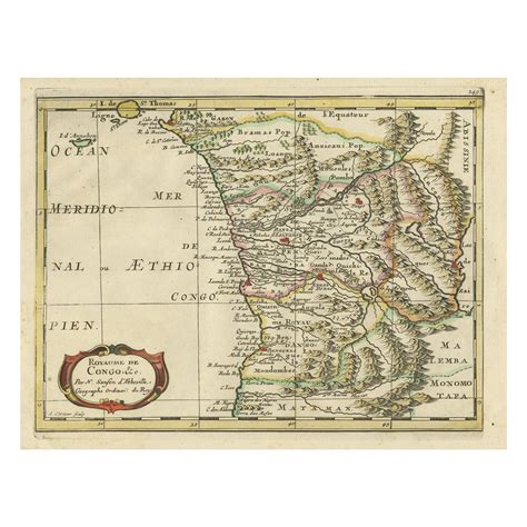 Antique Map of the Congo, Gabon and Angola by N. Sanson, circa 1700 For