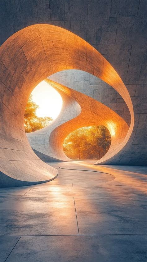 Large Concrete Structure With Modern Design And Geometric Shapes