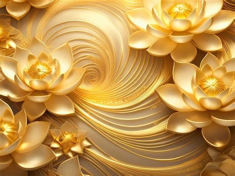 Premium Photo A Gold Background With Gold Flowers And Gold Leaves