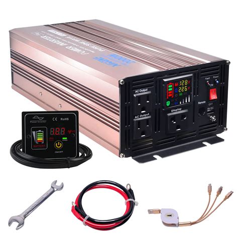 XWJNE Power Inverter 2000 Watt Pure Sine Wave 12V DC To 110V 120V AC