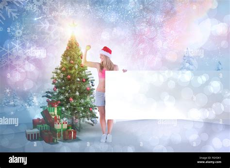 Festive Fit Blonde Showing Poster Stock Photo Alamy