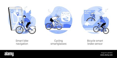 Smart Cycling Isolated Cartoon Vector Illustrations Se Stock Vector