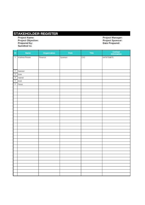 (XLS) Stakeholder Register Template - DOKUMEN.TIPS