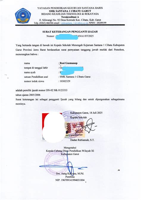 berkas pengajuan surat keterangan pengganti ijazah sebelum kelulusan