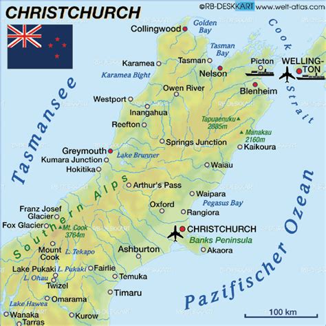 map christchurch region zealand welt atlasde