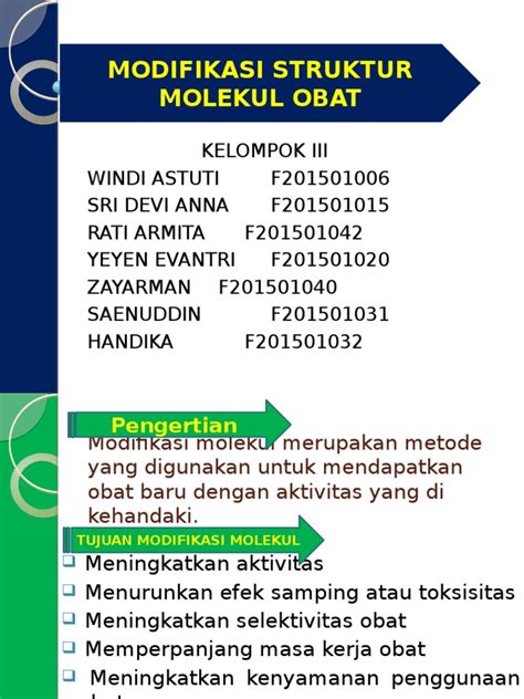 Modifikasi Struktur Molekul Obat Ppt Baru