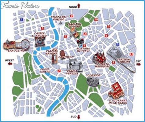 Rome Map Tourist Attractions Travelsfinders