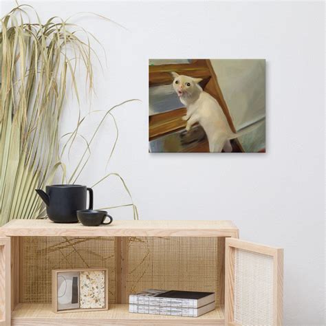 Coughing Cat Meme Painting on Canvas |coughing Cat Meme Wall Art