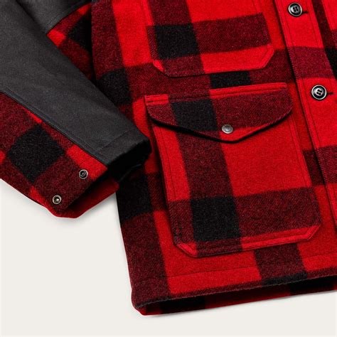 Mackinaw wool double coat by Filson | Red black classic pl (Red)