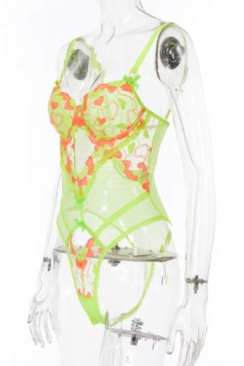 Wholesale Sexy Lingerie New Mesh Heart Shape Embroidery Dainty Bow