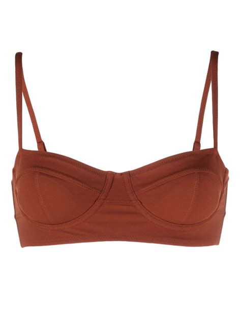 Ulla Johnson Zahara Bikini Top Brown Farfetch Uk
