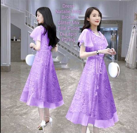 Dress Wanita Kekinian Dress Natalie Matt Brokat Model Dress Natal