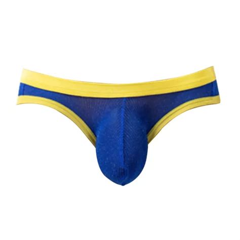 HOMMES MAILLE PUR Sexy Breathable Bulge Poche Bikini String Slips sous Vêtements EUR