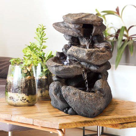 Alpine Corporation Tall Indoor Tier Tabletop Stone Water Fountain