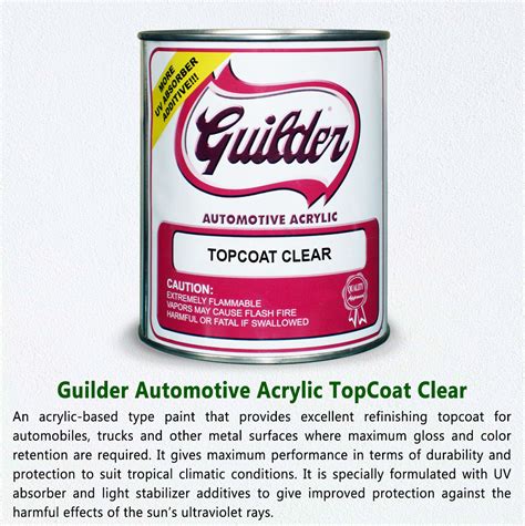 guilder automotive acrylic topcoat clear  liter lazada ph
