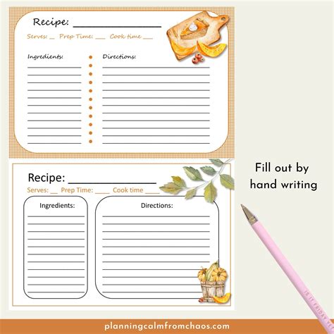 Free printable thanksgiving recipe cards, Download Free printable
