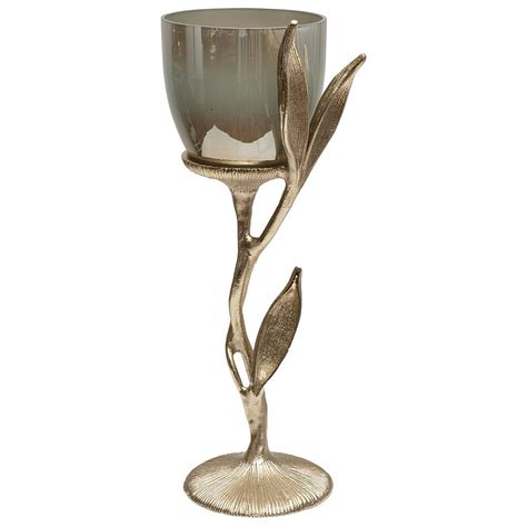 Подсвечник стеклянный 42 см золото Flora - купить за 10455 руб в ...